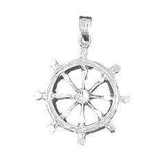 Sterling Silver Ships Wheel Pendant