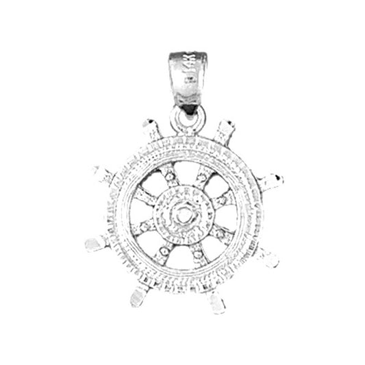 Sterling Silver Ships Wheel Pendant