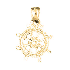 Yellow Gold-plated Silver Ships Wheel Pendant