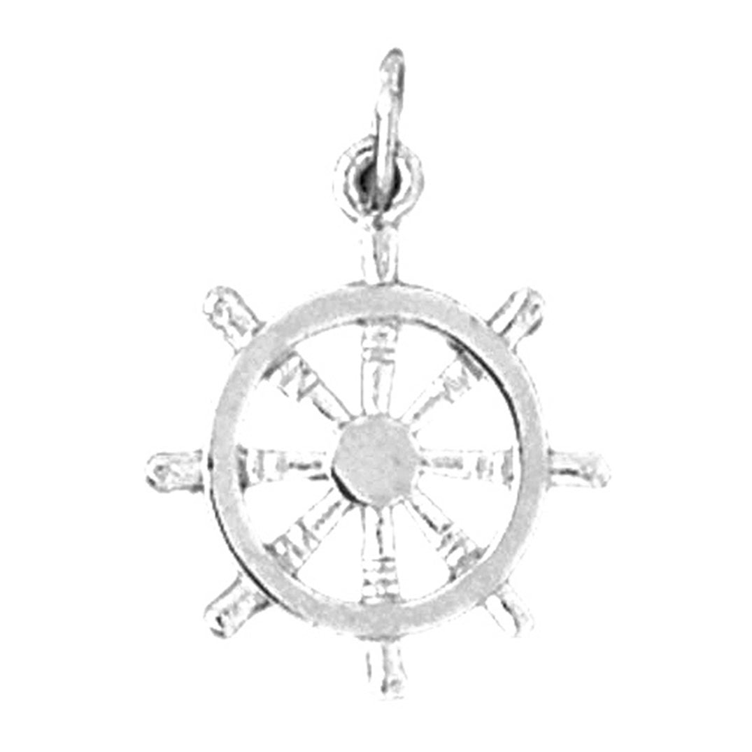 Sterling Silver Ships Wheel Pendant