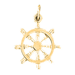 Yellow Gold-plated Silver Ships Wheel Pendant