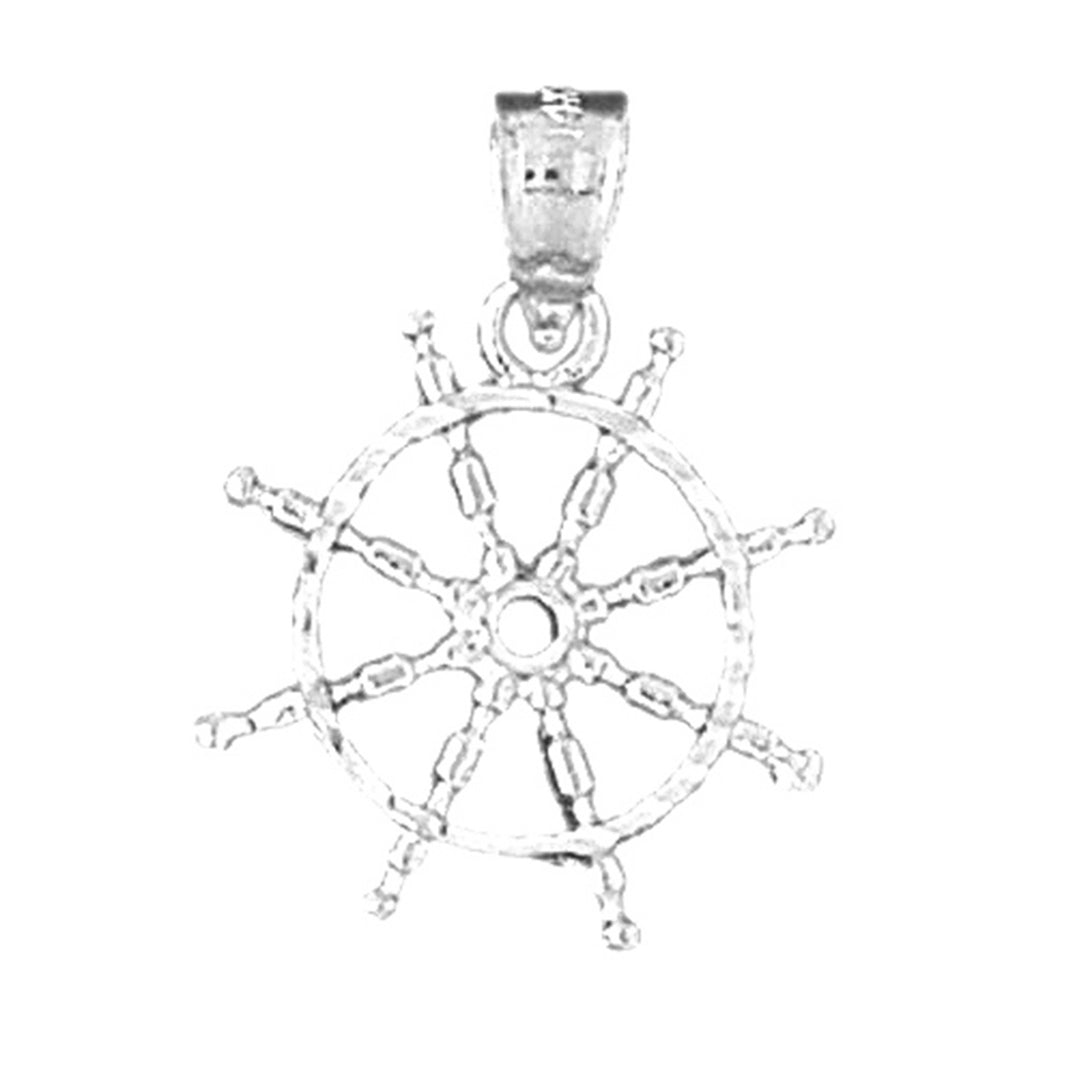 Sterling Silver Ships Wheel Pendant