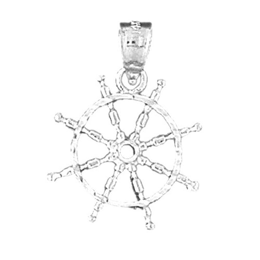 Sterling Silver Ships Wheel Pendant