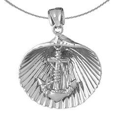 Muschelanhänger aus Sterlingsilber mit Anker (rhodiniert oder gelbvergoldet)
