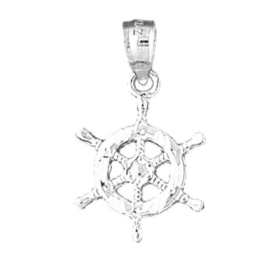 Sterling Silver Ships Wheel Pendant