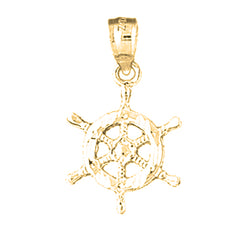 Yellow Gold-plated Silver Ships Wheel Pendant