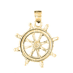 Yellow Gold-plated Silver Ships Wheel Pendant