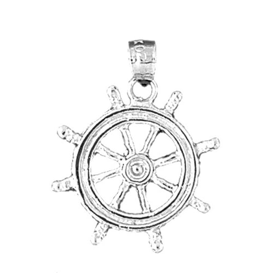 Sterling Silver Ships Wheel Pendant