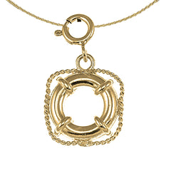 Sterling Silver Life Saver Pendant (Rhodium or Yellow Gold-plated)