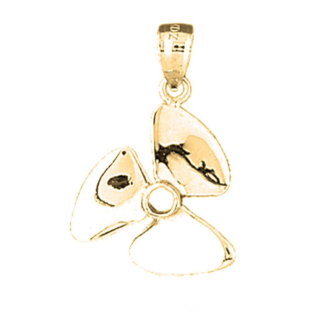 Yellow Gold-plated Silver Propeller Pendant