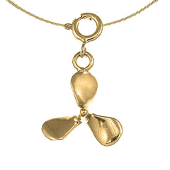Sterling Silver Propeller Pendant (Rhodium or Yellow Gold-plated)