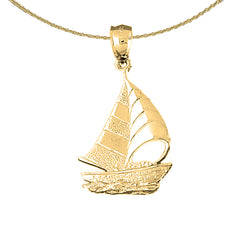 Sterling Silver Sailboat Pendant (Rhodium or Yellow Gold-plated)