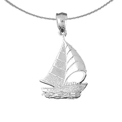 Sterling Silver Sailboat Pendant (Rhodium or Yellow Gold-plated)