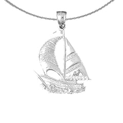 Sterling Silver Sailboat Pendant (Rhodium or Yellow Gold-plated)