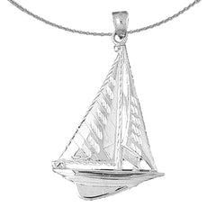 Sterling Silver Sailboat Pendant (Rhodium or Yellow Gold-plated)