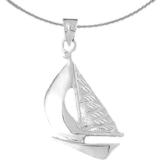 Sterling Silver Sailboat Pendant (Rhodium or Yellow Gold-plated)