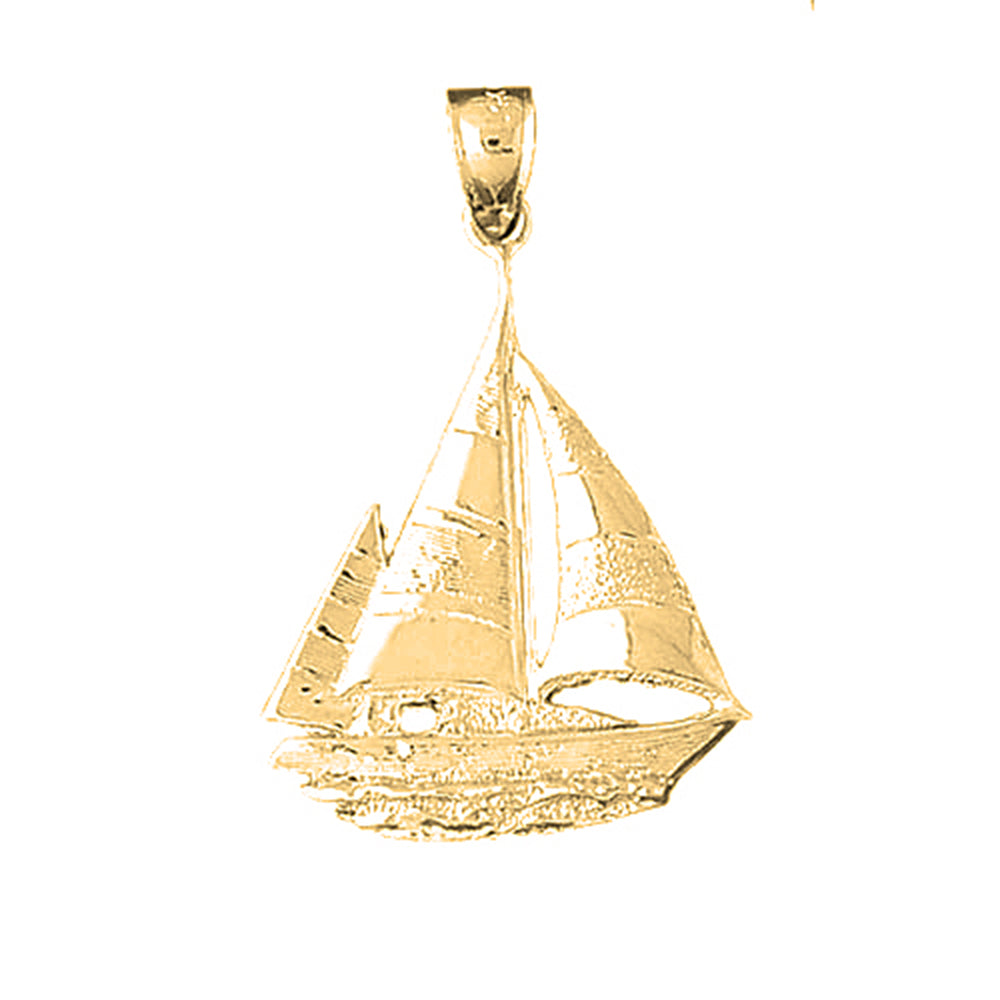 Yellow Gold-plated Silver Sailboat Pendant