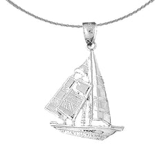 Segelboot-Anhänger aus Sterlingsilber (rhodiniert oder gelbvergoldet)