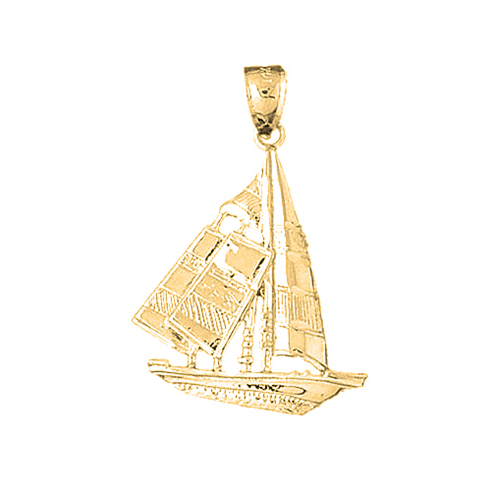 Yellow Gold-plated Silver Sailboat Pendant