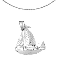 Sterling Silver Sailboat Pendant (Rhodium or Yellow Gold-plated)