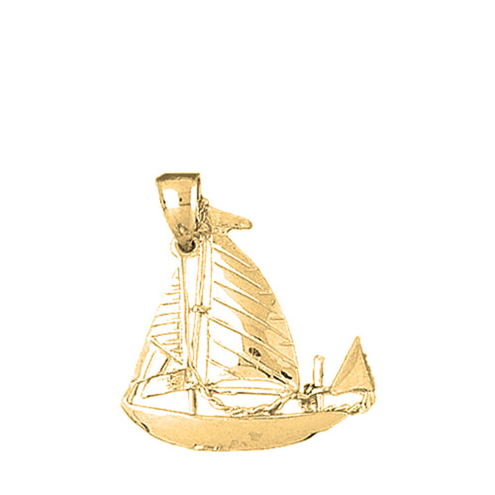 Yellow Gold-plated Silver Sailboat Pendant