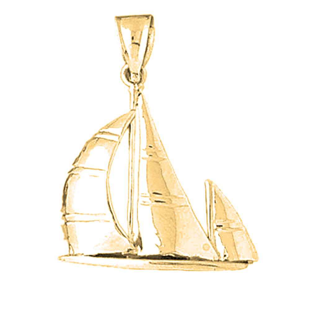 Yellow Gold-plated Silver Sailboat Pendant