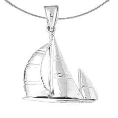 Colgante de velero de plata de ley (bañado en rodio o oro amarillo)