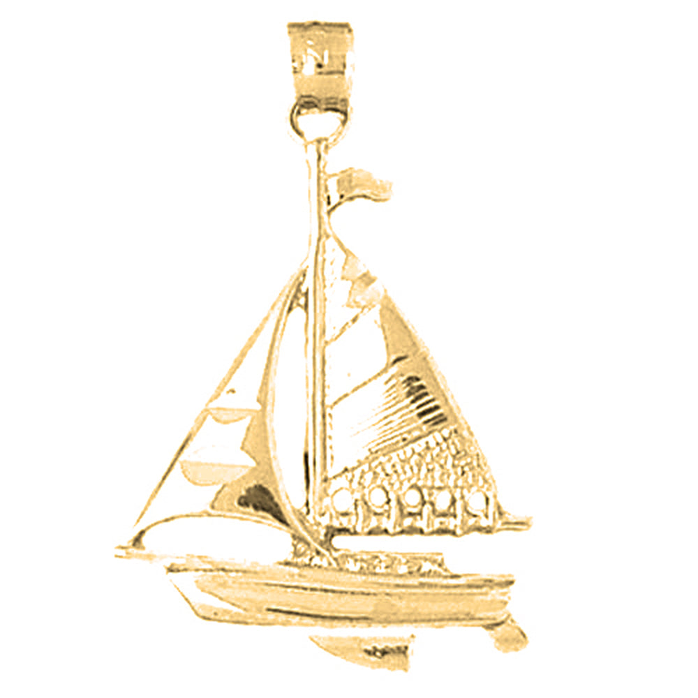 Yellow Gold-plated Silver Sailboat Pendant