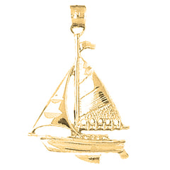 Yellow Gold-plated Silver Sailboat Pendant