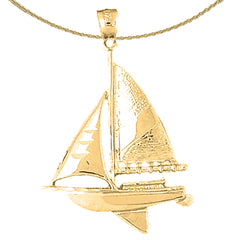 Sterling Silver Sailboat Pendant (Rhodium or Yellow Gold-plated)