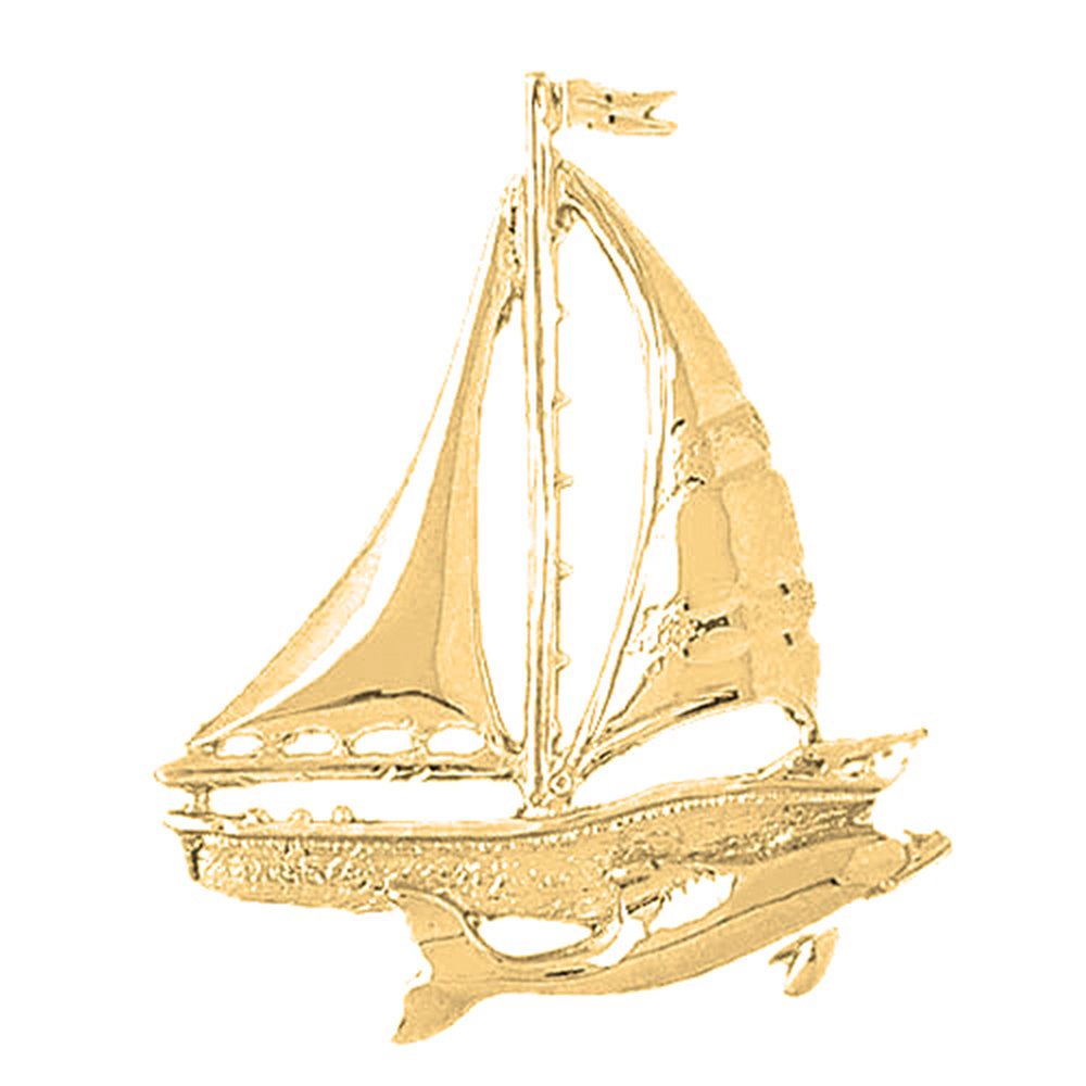 Yellow Gold-plated Silver Sailboat Pendant