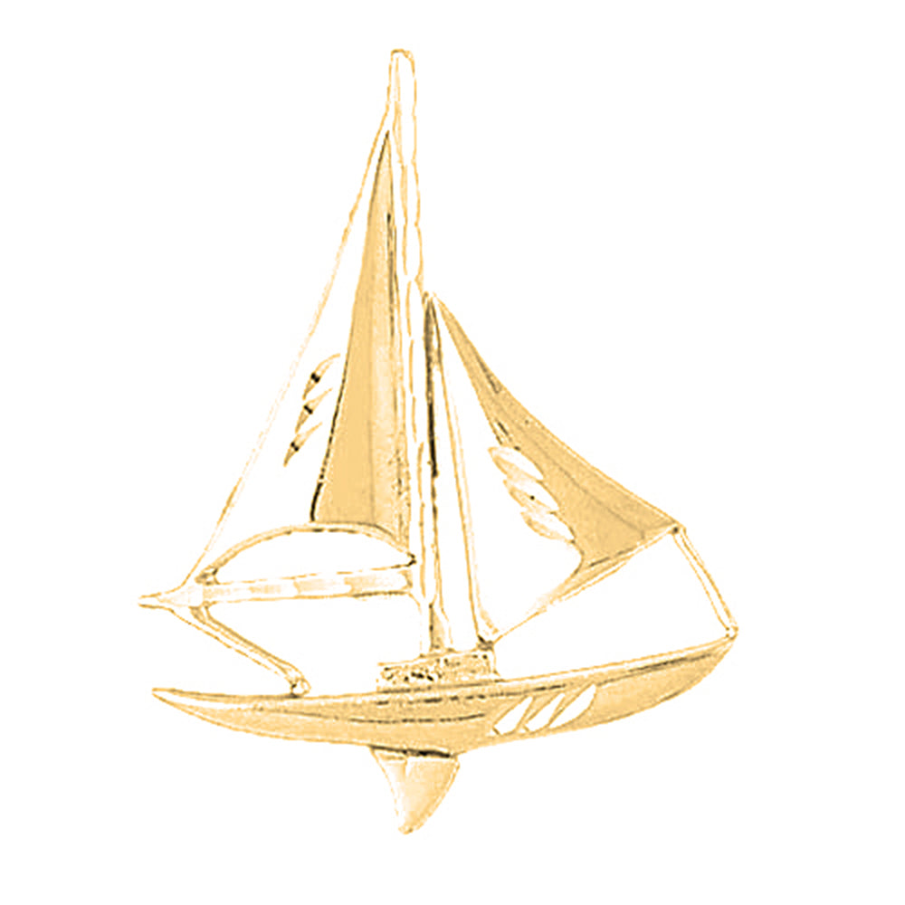 Yellow Gold-plated Silver Sailboat Pendant