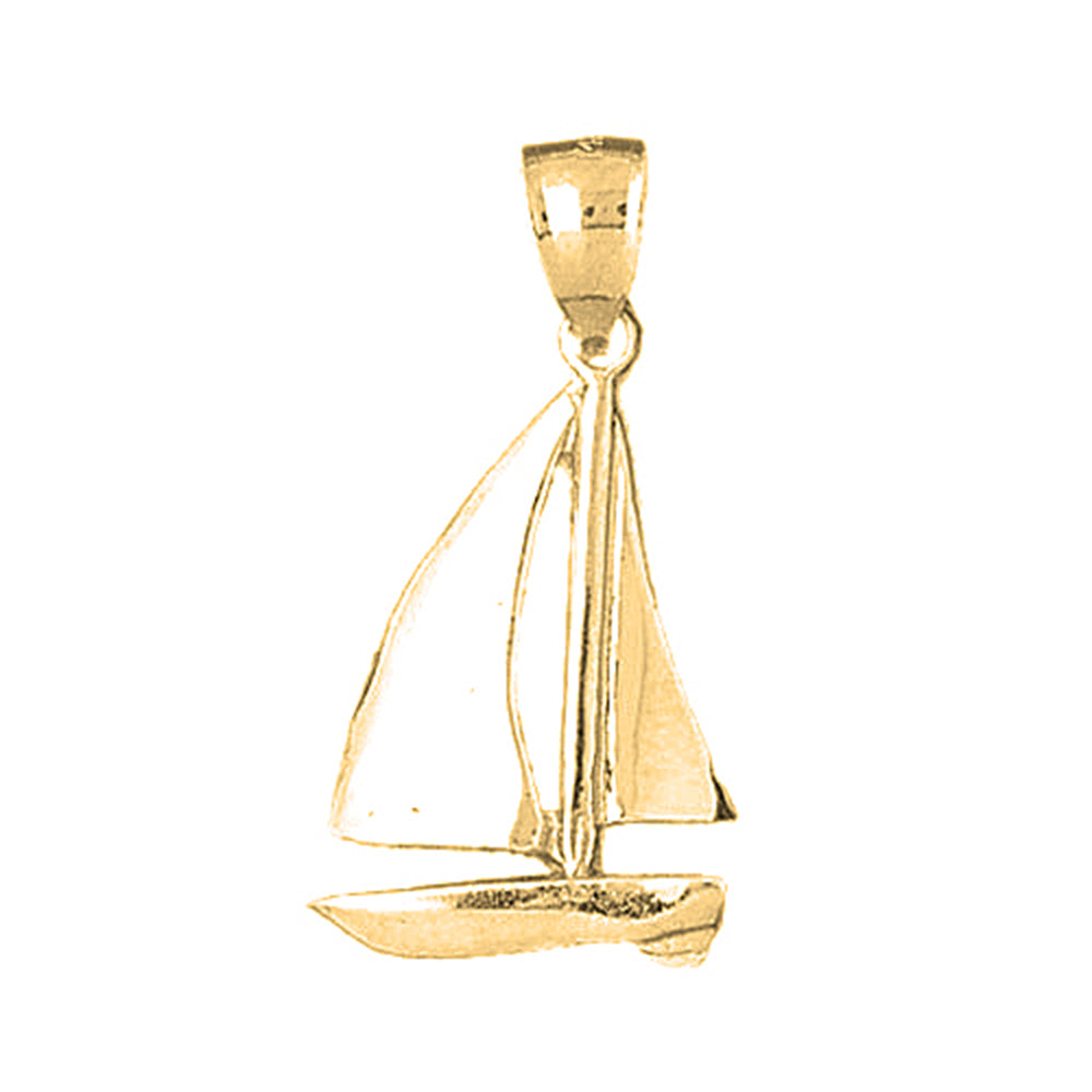 Yellow Gold-plated Silver Sailboat Pendant