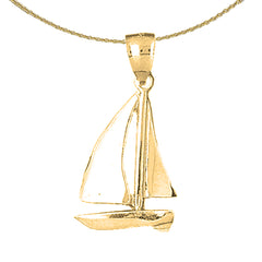 Sterling Silver Sailboat Pendant (Rhodium or Yellow Gold-plated)