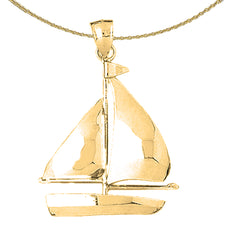 Sterling Silver Sailboat Pendant (Rhodium or Yellow Gold-plated)