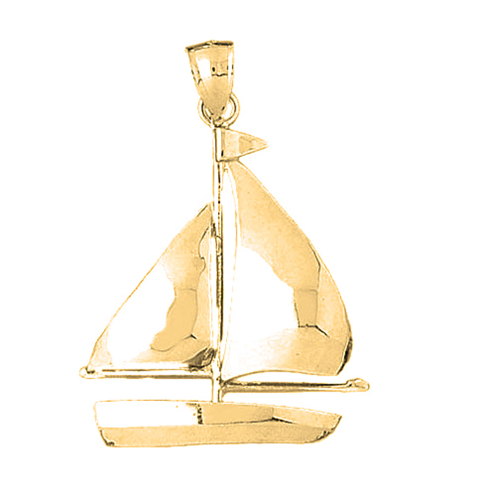 Yellow Gold-plated Silver Sailboat Pendant