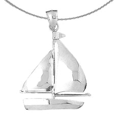 Sterling Silver Sailboat Pendant (Rhodium or Yellow Gold-plated)