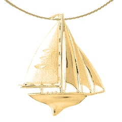 Sterling Silver Sailboat Pendant (Rhodium or Yellow Gold-plated)