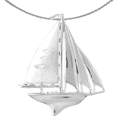 Sterling Silver Sailboat Pendant (Rhodium or Yellow Gold-plated)