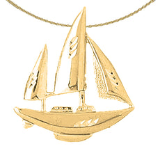 Sterling Silver Sailboat Pendant (Rhodium or Yellow Gold-plated)