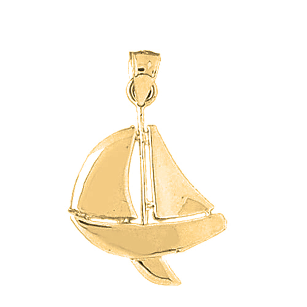 Yellow Gold-plated Silver Sailboat Pendant