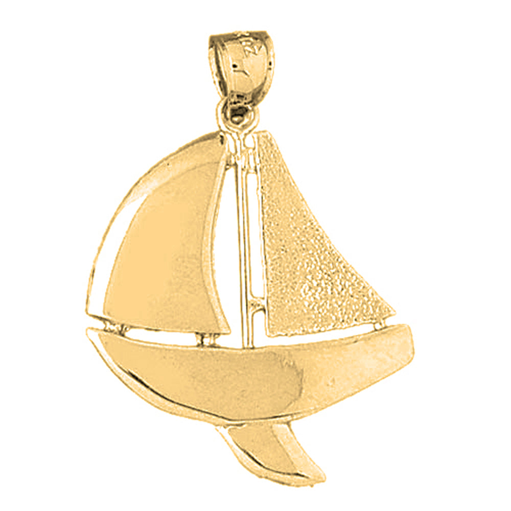 Yellow Gold-plated Silver Sailboat Pendant