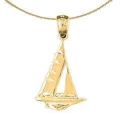 Colgante de velero de plata de ley (bañado en rodio o oro amarillo)
