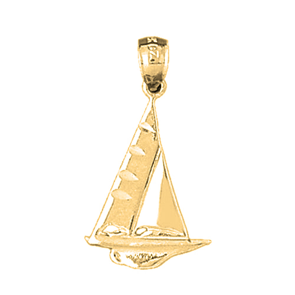Yellow Gold-plated Silver Sailboat Pendant