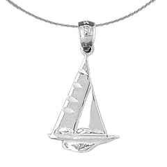 Colgante de velero de plata de ley (bañado en rodio o oro amarillo)