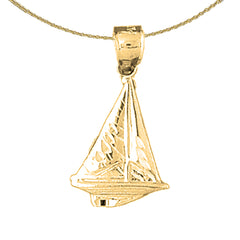 Colgante de velero de plata de ley (bañado en rodio o oro amarillo)