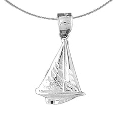 Colgante de velero de plata de ley (bañado en rodio o oro amarillo)