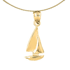 Colgante de velero de plata de ley (bañado en rodio o oro amarillo)