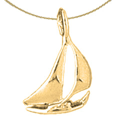 Colgante de velero de plata de ley (bañado en rodio o oro amarillo)