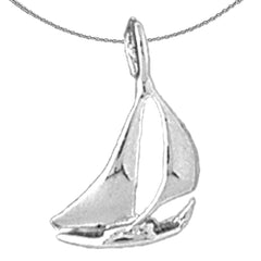 Colgante de velero de plata de ley (bañado en rodio o oro amarillo)